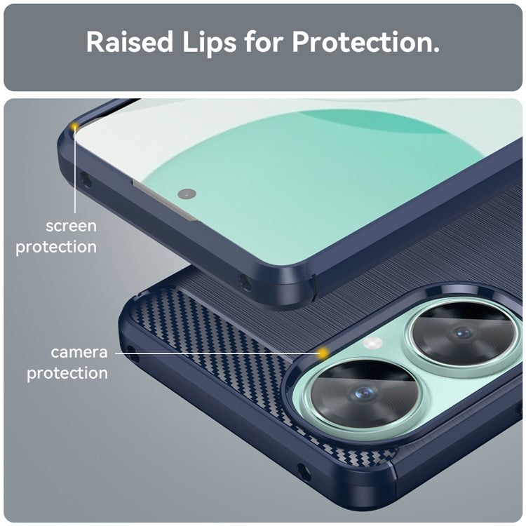 For Huawei nova 11i / Enjoy 60 Pro / Maimang 20 Brushed TPU Case Carbon Fiber Texture Phone Cover - Blue