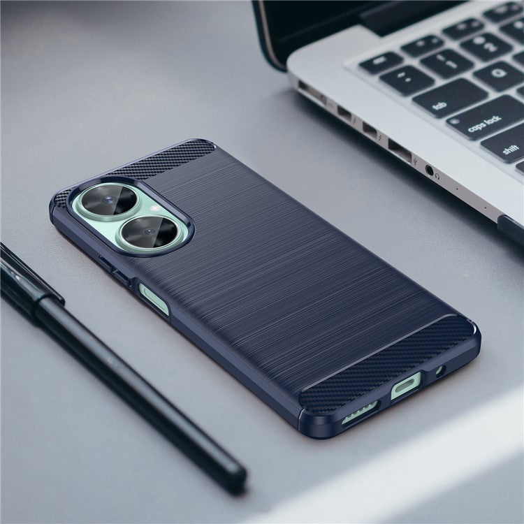 For Huawei nova 11i / Enjoy 60 Pro / Maimang 20 Brushed TPU Case Carbon Fiber Texture Phone Cover - Blue