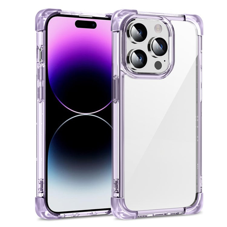 TPU+Acrylic Protective Case for iPhone 14 Pro Max Four Corner Matte Phone Shell Anti-Scratch Phone Cover - Purple