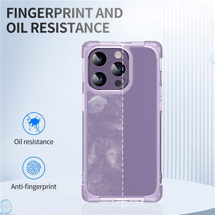 TPU+Acrylic Protective Case for iPhone 14 Pro Max Four Corner Matte Phone Shell Anti-Scratch Phone Cover - Purple