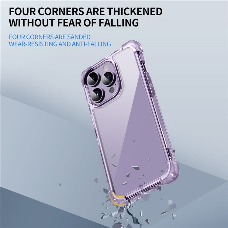 TPU+Acrylic Protective Case for iPhone 14 Pro Max Four Corner Matte Phone Shell Anti-Scratch Phone Cover - Purple