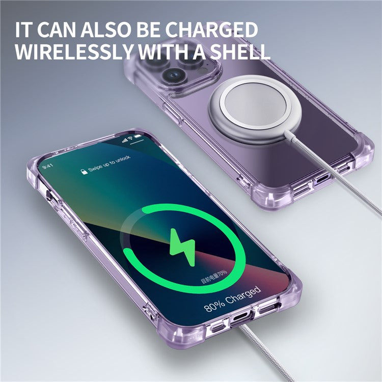 TPU+Acrylic Protective Case for iPhone 14 Pro Max Four Corner Matte Phone Shell Anti-Scratch Phone Cover - Purple