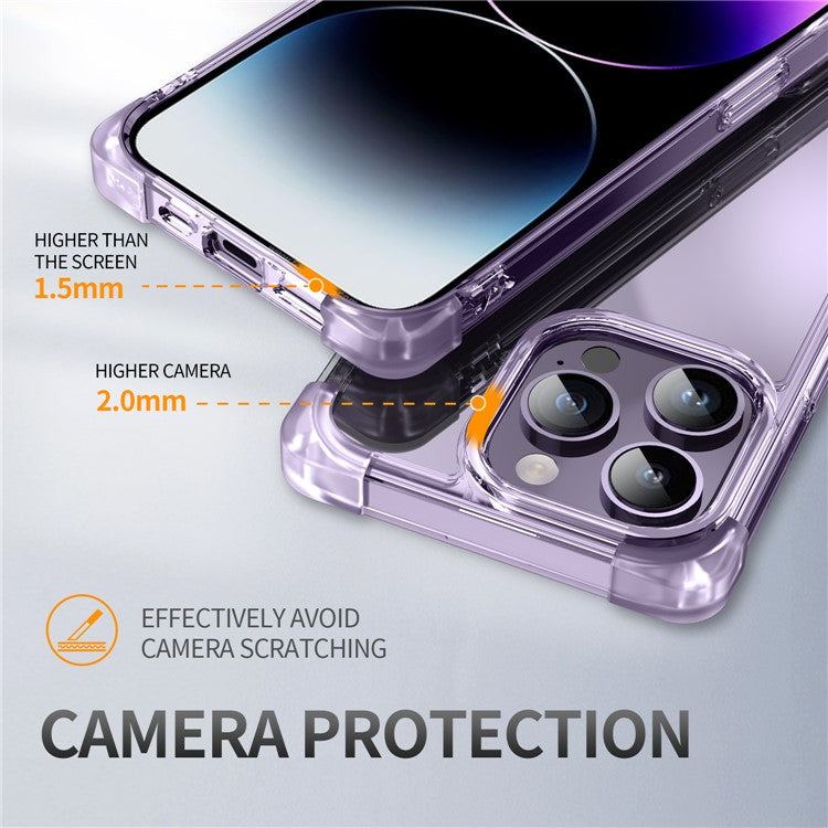 TPU+Acrylic Protective Case for iPhone 14 Pro Max Four Corner Matte Phone Shell Anti-Scratch Phone Cover - Purple
