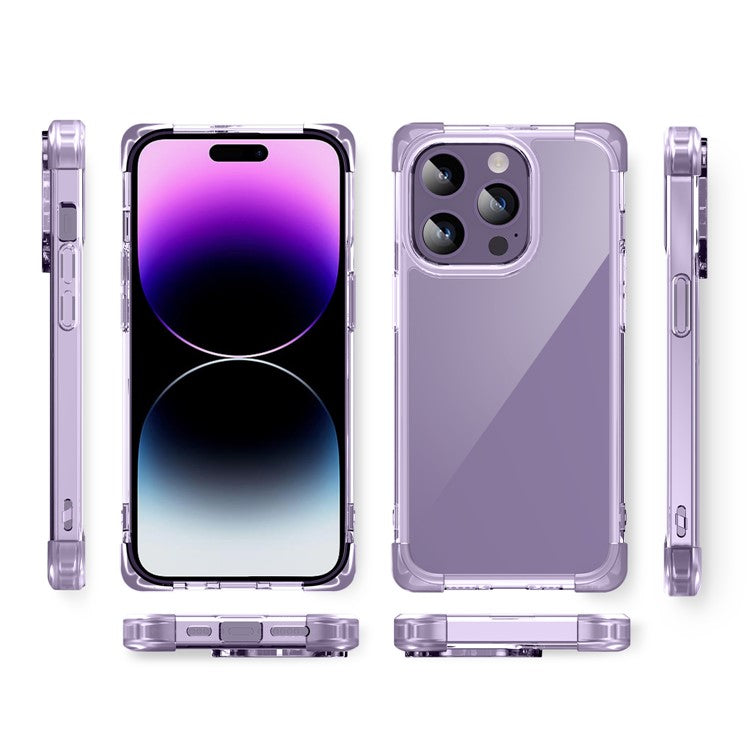 TPU+Acrylic Protective Case for iPhone 14 Pro Max Four Corner Matte Phone Shell Anti-Scratch Phone Cover - Purple