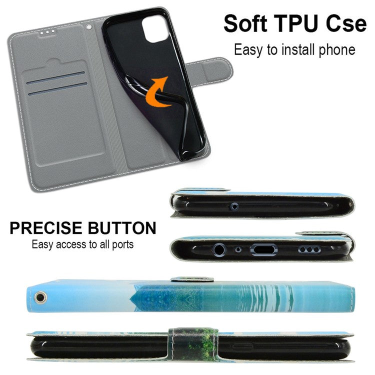 Card Slots Phone Case for Motorola Moto G73 5G Pattern Printed Leather Flip Phone Cover with Stand, Strap - Boat