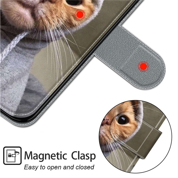 Card Slots Phone Case for Motorola Moto G73 5G Pattern Printed Leather Flip Phone Cover with Stand, Strap - Yellow Cat / Sweater
