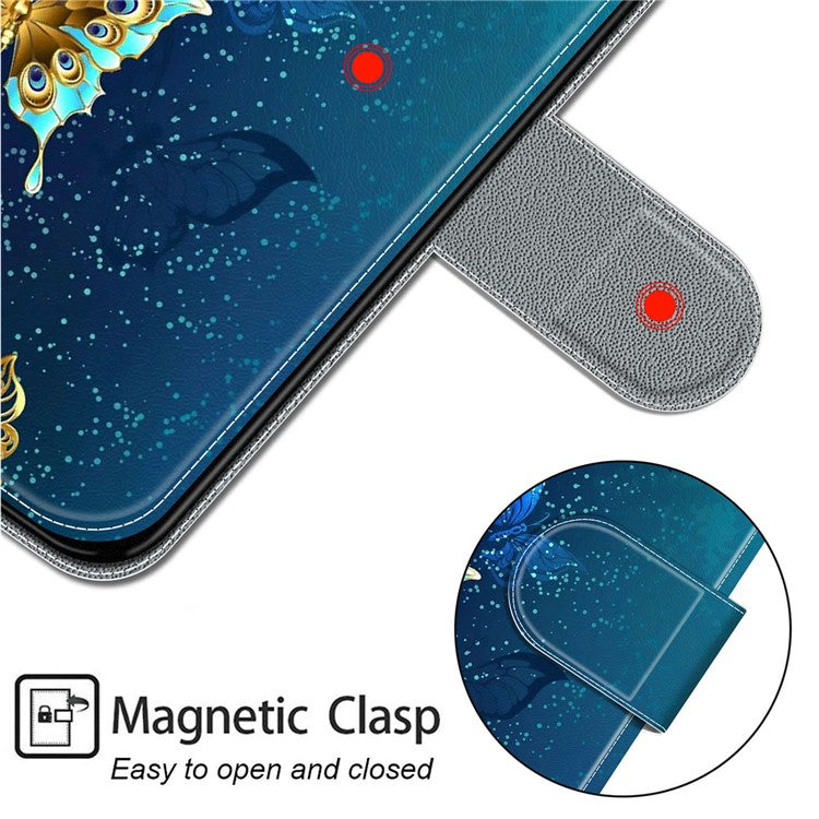 Leather Case for iPhone 14 , Pattern Printed Card Holder Stand Phone Cover - Two Butterflies