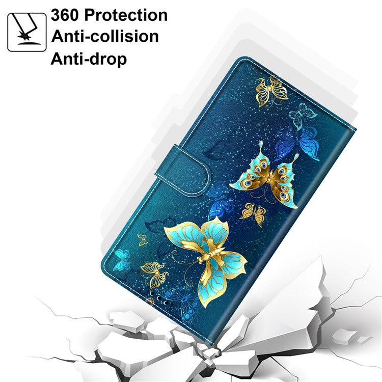 Leather Case for iPhone 14 , Pattern Printed Card Holder Stand Phone Cover - Two Butterflies
