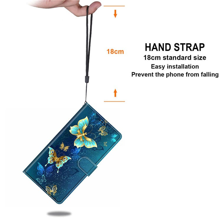 Leather Case for iPhone 14 , Pattern Printed Card Holder Stand Phone Cover - Two Butterflies