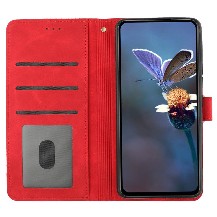 Wallet Case for Motorola Moto G9 (India) / G9 Play / E7 Plus PU Leather Stand Flowers Imprinted Phone Cover - Red
