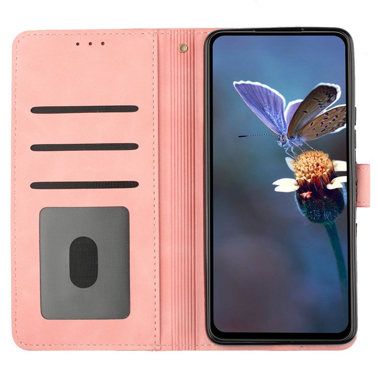 Wallet Case for Motorola Moto G9 (India) / G9 Play / E7 Plus PU Leather Stand Flowers Imprinted Phone Cover - Pink