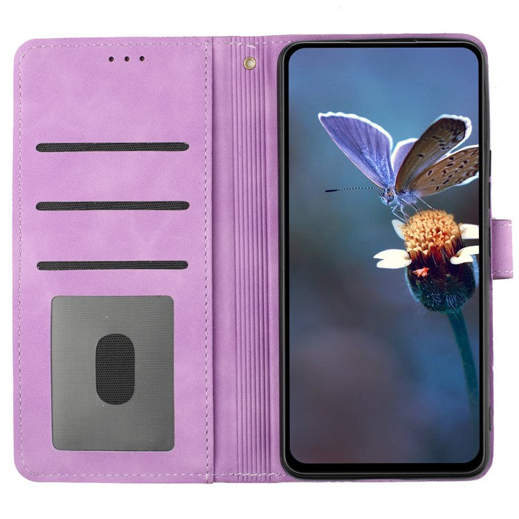 Wallet Case for Motorola Moto G9 (India) / G9 Play / E7 Plus PU Leather Stand Flowers Imprinted Phone Cover - Purple
