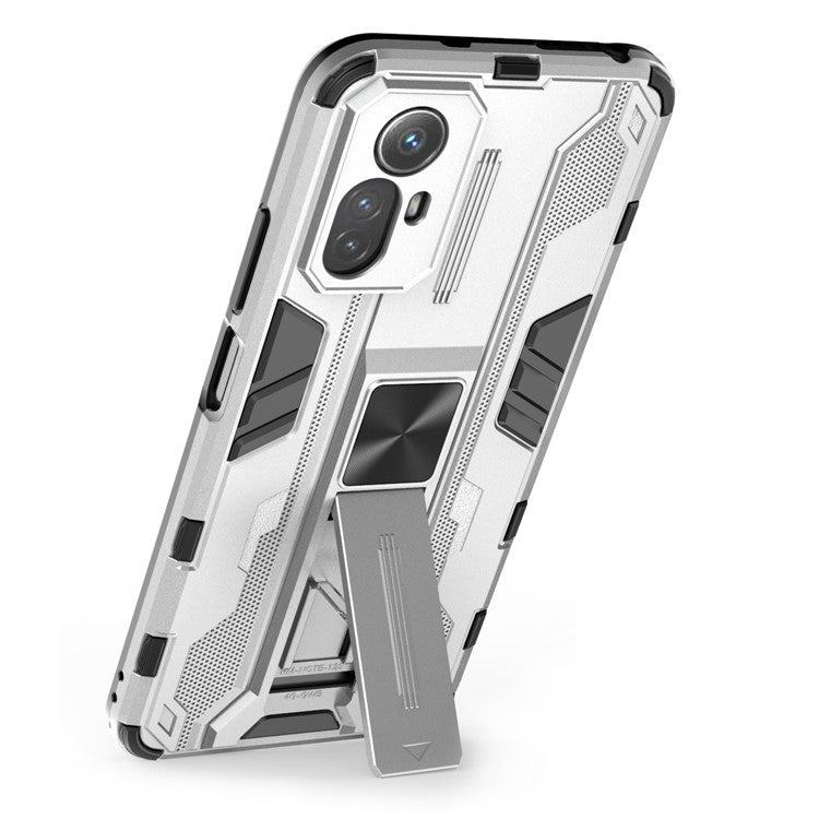 For Xiaomi Redmi Note 12S 4G Phone Case Anti-Drop Protective Cover Kickstand Hard PC + Soft TPU Phone Case - Silver