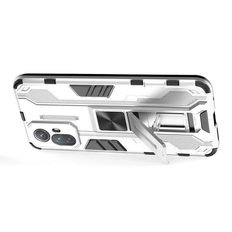 For Xiaomi Redmi Note 12S 4G Phone Case Anti-Drop Protective Cover Kickstand Hard PC + Soft TPU Phone Case - Silver