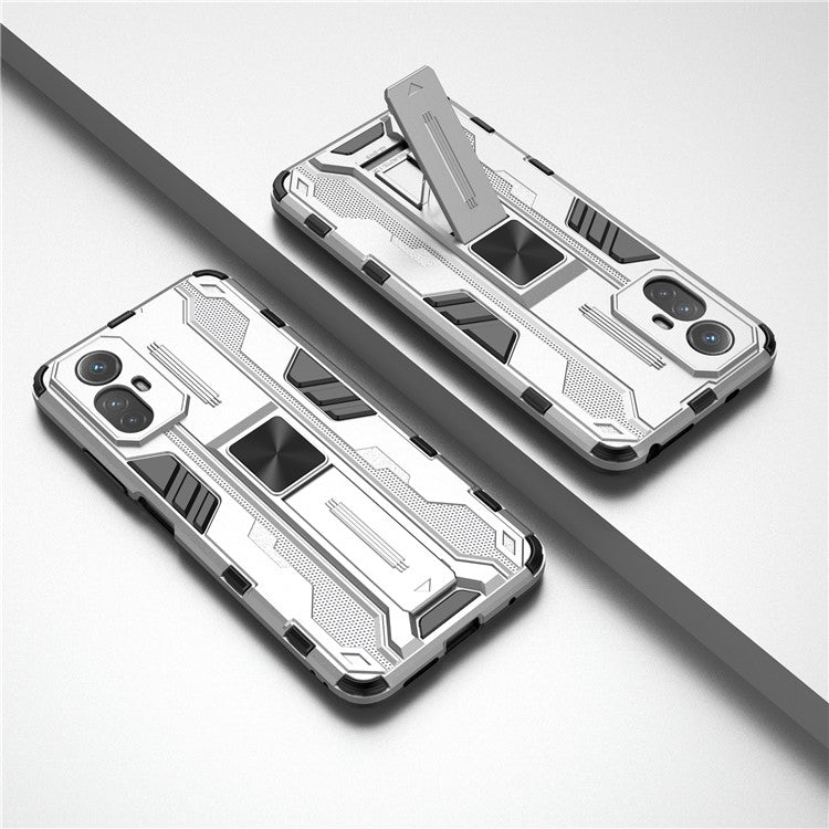 For Xiaomi Redmi Note 12S 4G Phone Case Anti-Drop Protective Cover Kickstand Hard PC + Soft TPU Phone Case - Silver