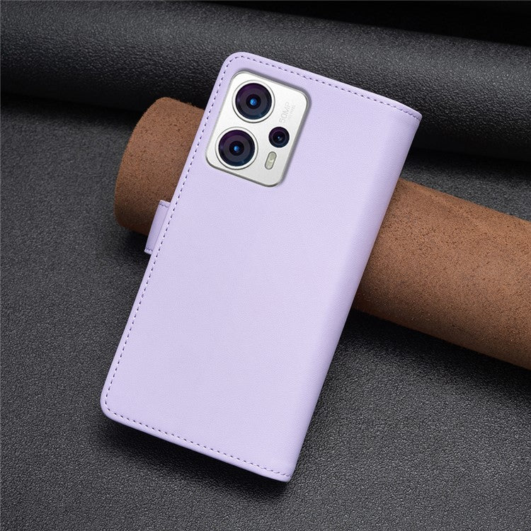 BF Style-19 for Motorola Moto G13 4G / G23 4G / G53 5G PU Leather Cell Phone Cover Wallet Stand Zipper Pocket Phone Case - Purple