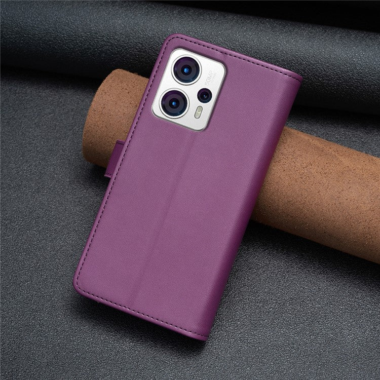 BF Style-19 for Motorola Moto G13 4G / G23 4G / G53 5G PU Leather Cell Phone Cover Wallet Stand Zipper Pocket Phone Case - Dark Purple