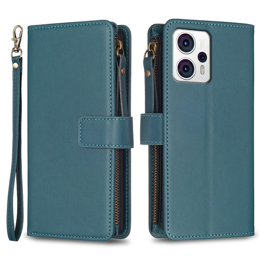 BF Style-19 for Motorola Moto G13 4G / G23 4G / G53 5G PU Leather Cell Phone Cover Wallet Stand Zipper Pocket Phone Case - Green