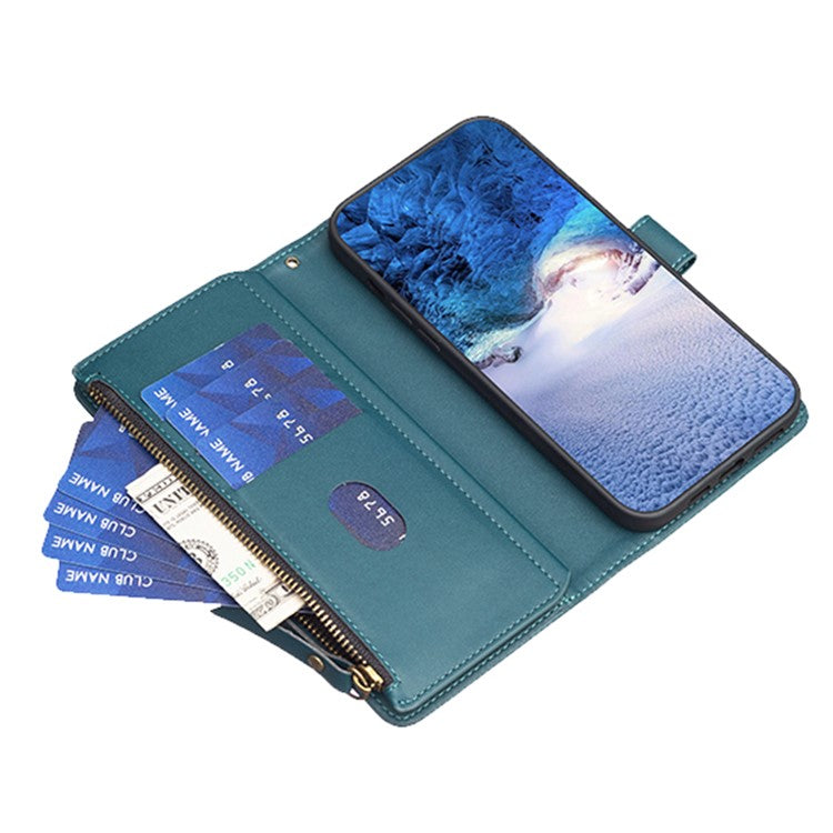 BF Style-19 for Motorola Moto G13 4G / G23 4G / G53 5G PU Leather Cell Phone Cover Wallet Stand Zipper Pocket Phone Case - Green