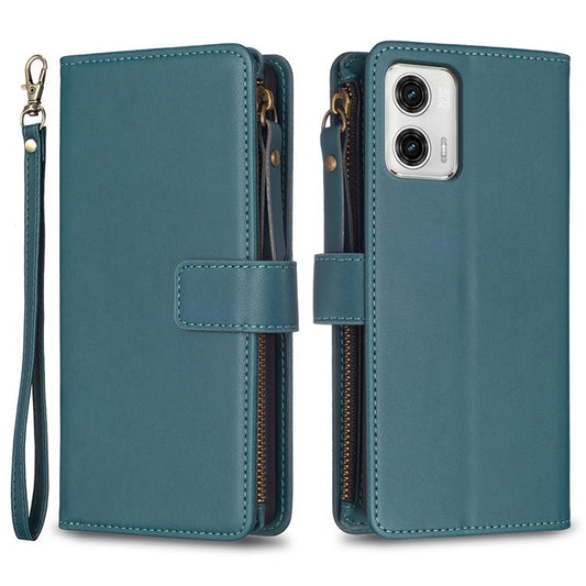 BF19 For Motorola Moto G73 5G Smartphone Case Anti-Scratch Shell PU Leather Wallet Stand Zippered Phone Cover - Green
