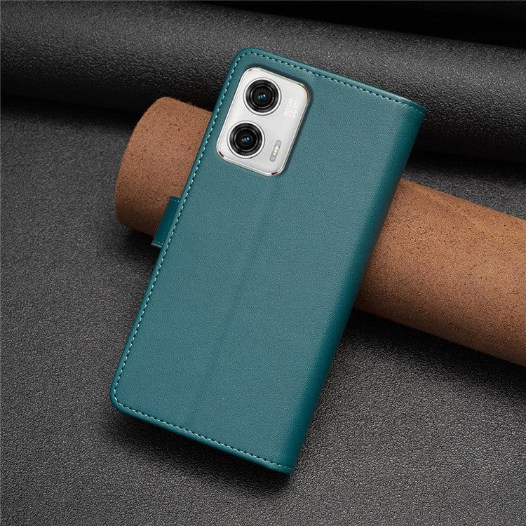 BF19 For Motorola Moto G73 5G Smartphone Case Anti-Scratch Shell PU Leather Wallet Stand Zippered Phone Cover - Green