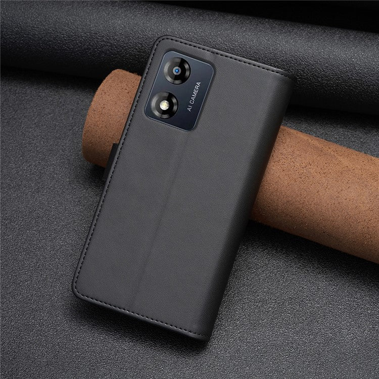 BF19 For Motorola Moto E13 4G Dustproof PU Leather Phone Shell Wallet Stand Zippered Phone Case Cover - Black