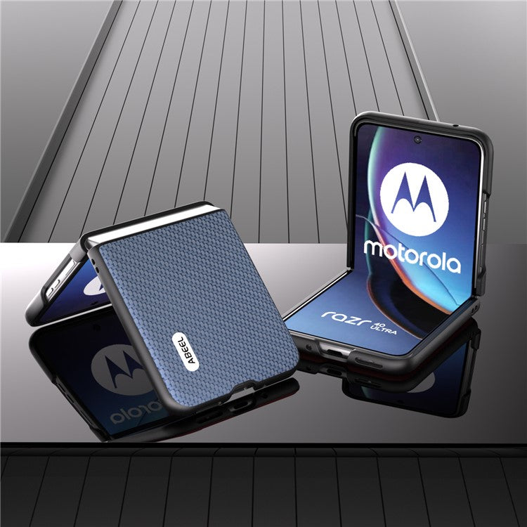 ABEEL For Motorola Razr 40 Ultra 5G PU Leather Coated PC Case Carbon Fiber Texture Protective Phone Cover - Baby Blue