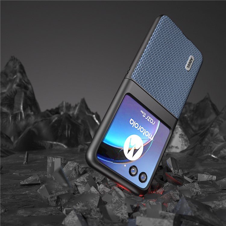 ABEEL For Motorola Razr 40 Ultra 5G PU Leather Coated PC Case Carbon Fiber Texture Protective Phone Cover - Baby Blue