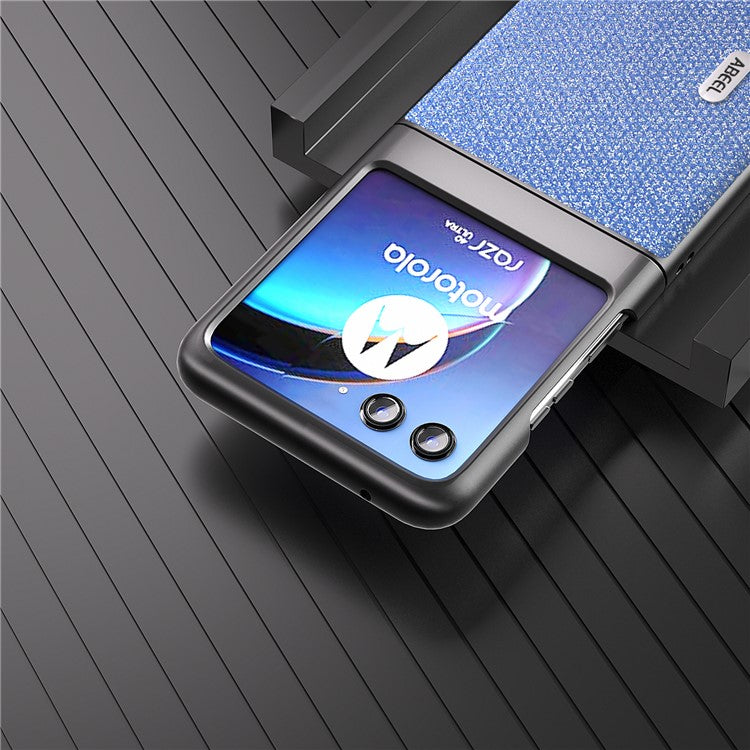 ABEEL For Motorola Razr 40 Ultra 5G Rhinestone Texture Phone Case PU Leather + PC Anti-scratch Phone Cover - Blue