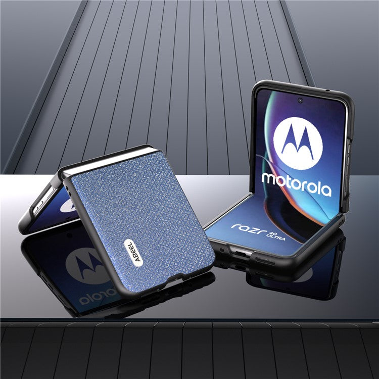 ABEEL For Motorola Razr 40 Ultra 5G Rhinestone Texture Phone Case PU Leather + PC Anti-scratch Phone Cover - Blue