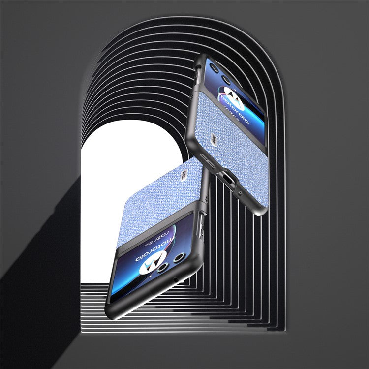 ABEEL For Motorola Razr 40 Ultra 5G Rhinestone Texture Phone Case PU Leather + PC Anti-scratch Phone Cover - Blue