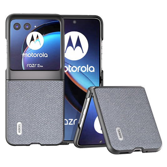 ABEEL For Motorola Razr 40 Ultra 5G Rhinestone Texture Phone Case PU Leather + PC Anti-scratch Phone Cover - Grey