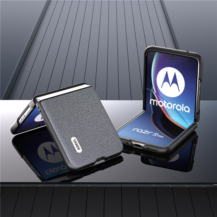 ABEEL For Motorola Razr 40 Ultra 5G Rhinestone Texture Phone Case PU Leather + PC Anti-scratch Phone Cover - Grey