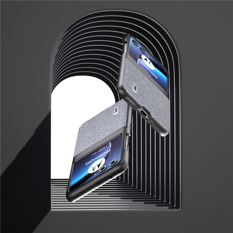 ABEEL For Motorola Razr 40 Ultra 5G Rhinestone Texture Phone Case PU Leather + PC Anti-scratch Phone Cover - Grey