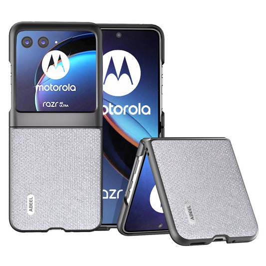 ABEEL For Motorola Razr 40 Ultra 5G Rhinestone Texture Phone Case PU Leather + PC Anti-scratch Phone Cover - Silver