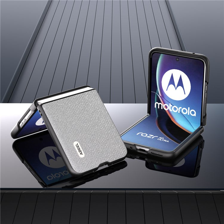 ABEEL For Motorola Razr 40 Ultra 5G Rhinestone Texture Phone Case PU Leather + PC Anti-scratch Phone Cover - Silver