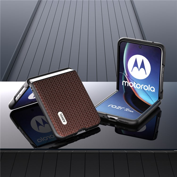 ABEEL For Motorola Razr 40 Ultra 5G Anti-scratch Phone Case Cowhide Leather + Hard PC Phone Cover - Coffee