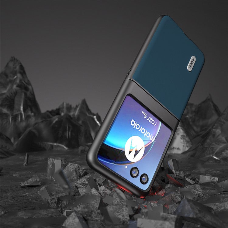 ABEEL For Motorola Razr 40 Ultra 5G Anti-drop Phone Case Cowhide Leather Coated PC Smartphone Cover - Blue