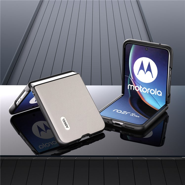 ABEEL For Motorola Razr 40 Ultra 5G Genuine Cow Leather + Hard PC Shell Anti-scratch Phone Case - Grey
