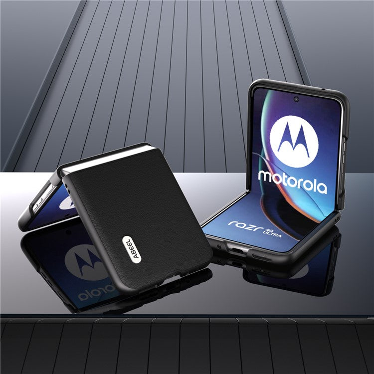 ABEEL For Motorola Razr 40 Ultra 5G Genuine Cow Leather + Hard PC Shell Anti-scratch Phone Case - Black
