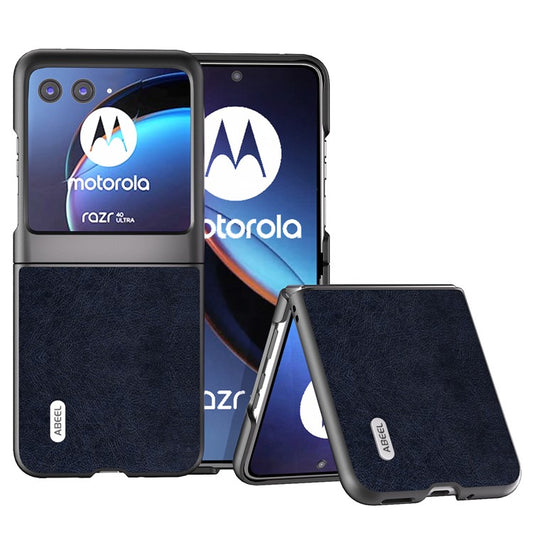 ABEEL For Motorola Razr 40 Ultra 5G PU Leather + Hard PC Anti-Slip Phone Case Retro Litchi Texture Protective Cover - Blue