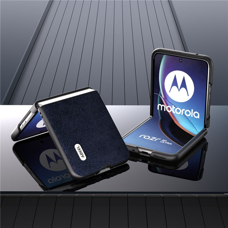 ABEEL For Motorola Razr 40 Ultra 5G PU Leather + Hard PC Anti-Slip Phone Case Retro Litchi Texture Protective Cover - Blue