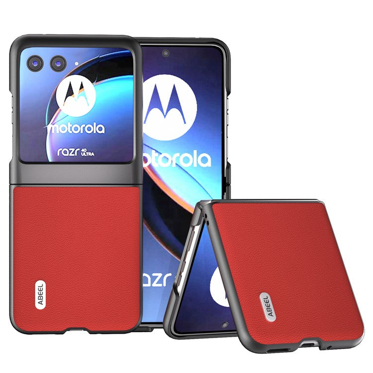 ABEEL For Motorola Razr 40 Ultra 5G Genuine Cow Leather + PC Protective Shell Litchi Texture Phone Case - Red