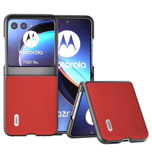 ABEEL For Motorola Razr 40 Ultra 5G Genuine Cow Leather + PC Protective Shell Litchi Texture Phone Case - Red