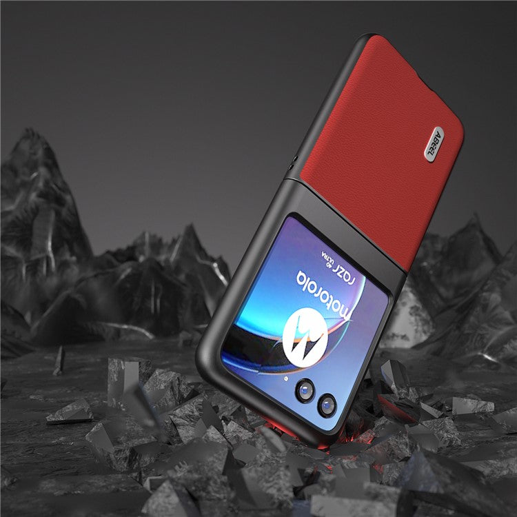 ABEEL For Motorola Razr 40 Ultra 5G Genuine Cow Leather + PC Protective Shell Litchi Texture Phone Case - Red