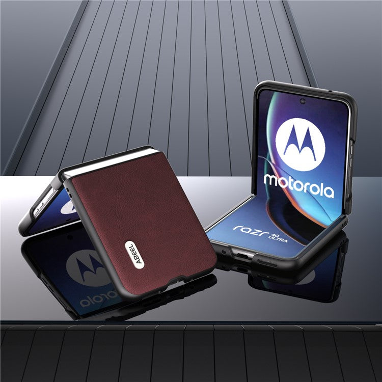 ABEEL For Motorola Razr 40 Ultra 5G PU Leather + PC Litchi Texture Phone Case Anti-Drop Protective Cover - Purplish Red