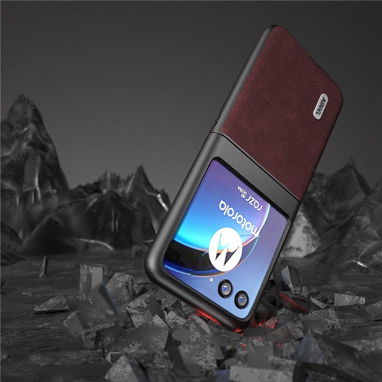 ABEEL For Motorola Razr 40 Ultra 5G PU Leather + PC Litchi Texture Phone Case Anti-Drop Protective Cover - Purplish Red