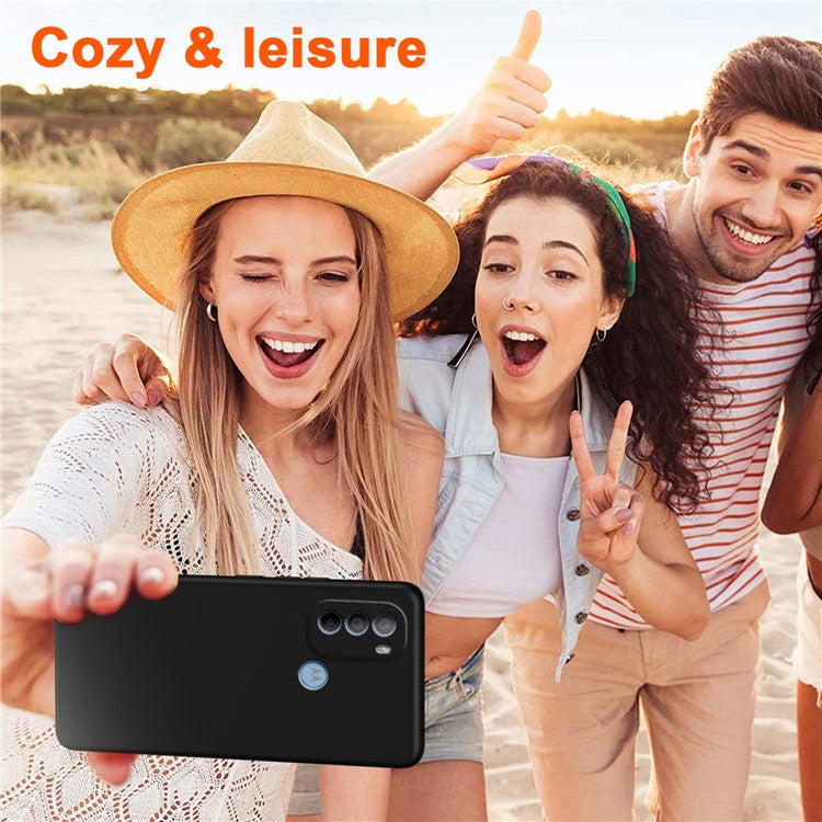 Rubberized TPU Case for Motorola Moto G31 4G , Fiber Lining 2.2mm Thickness Phone Cover - Black