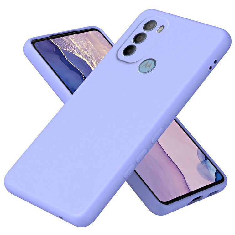 Rubberized TPU Case for Motorola Moto G31 4G , Fiber Lining 2.2mm Thickness Phone Cover - Purple
