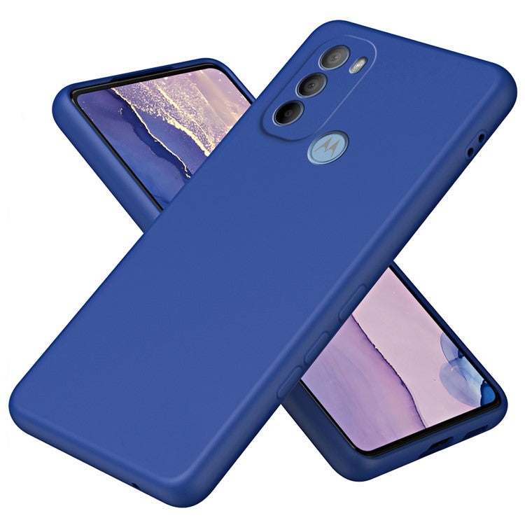 Rubberized TPU Case for Motorola Moto G31 4G , Fiber Lining 2.2mm Thickness Phone Cover - Blue